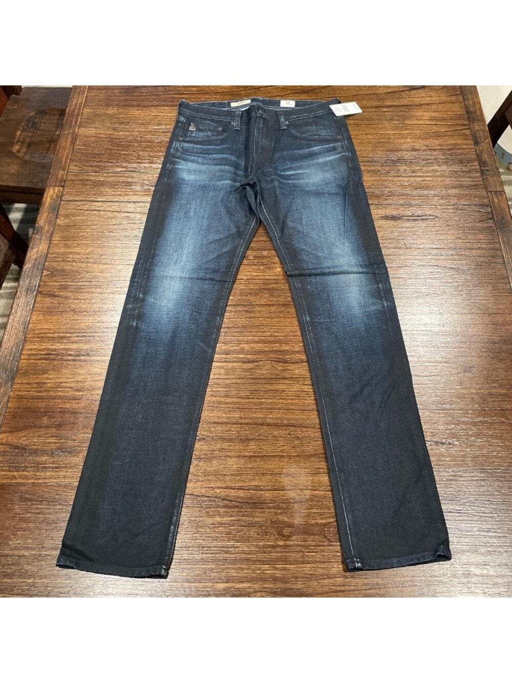 AG Nomad Modern Slim Jean Men's 32x34 Dark Wash Navy Faded Distressed Denim Work